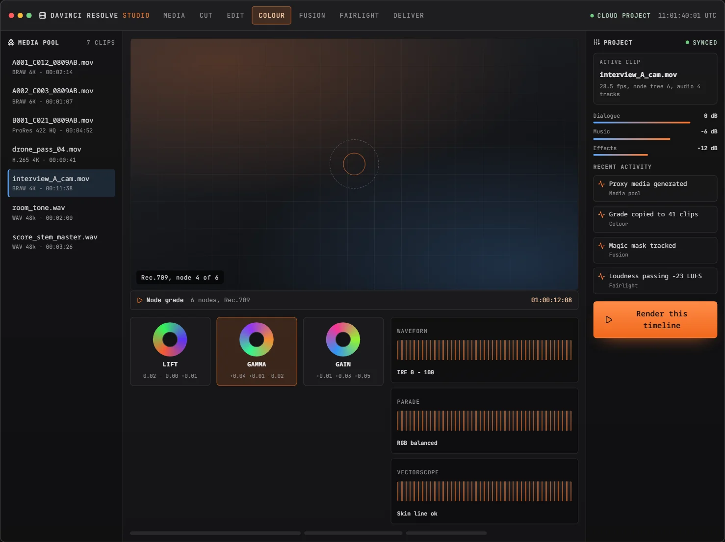 Grade with nodes, not guesswork in the DaVinci Resolve online studio
